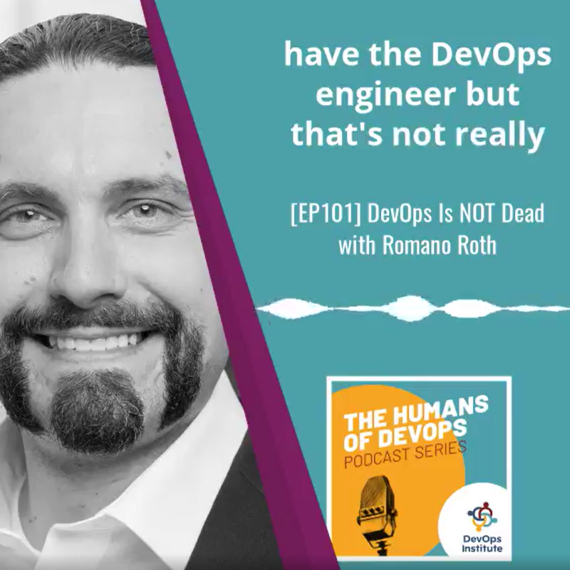 Humans of DevOps podcast cover for episode 101, DevOps Is NOT Dead with Romano Roth