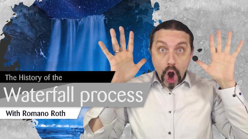 Video thumbnail: a surprised Romano Roth beside a waterfall, titled The History of the Waterfall process