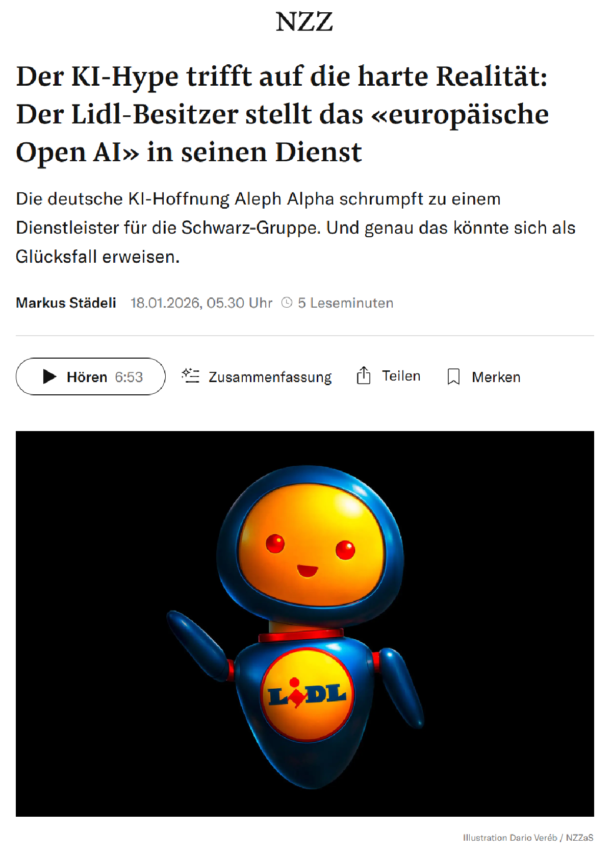 NZZ: Aleph Alpha und die europäische Cloud-Chance